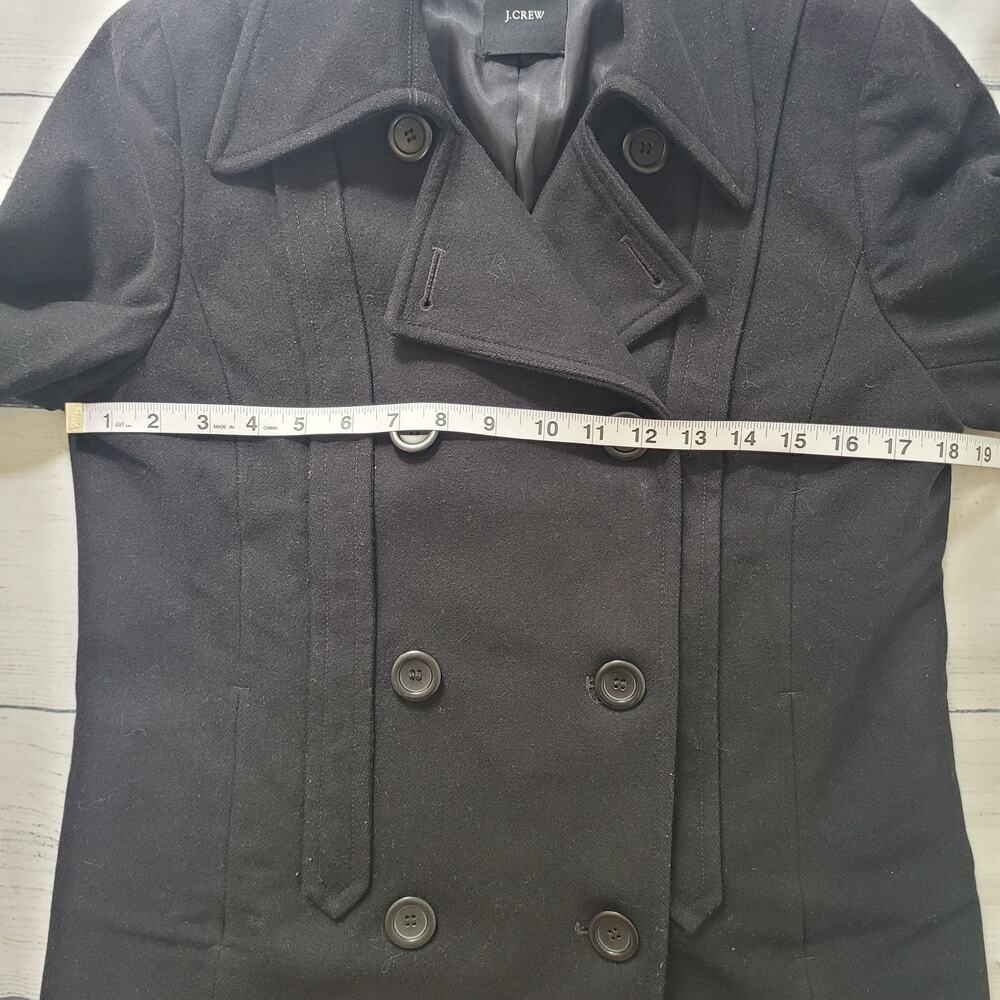 J. Crew Size est 6 Women's Black Double Breasted Short Length Gray Wool Pea Coat - Picture 7 of 10
